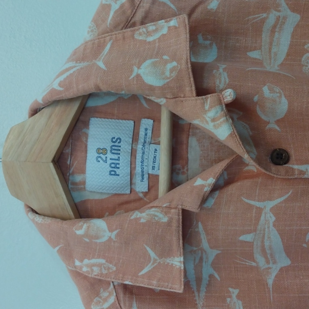 28 Palms XS Pastel Orange Silk/Linen Summer Shirt